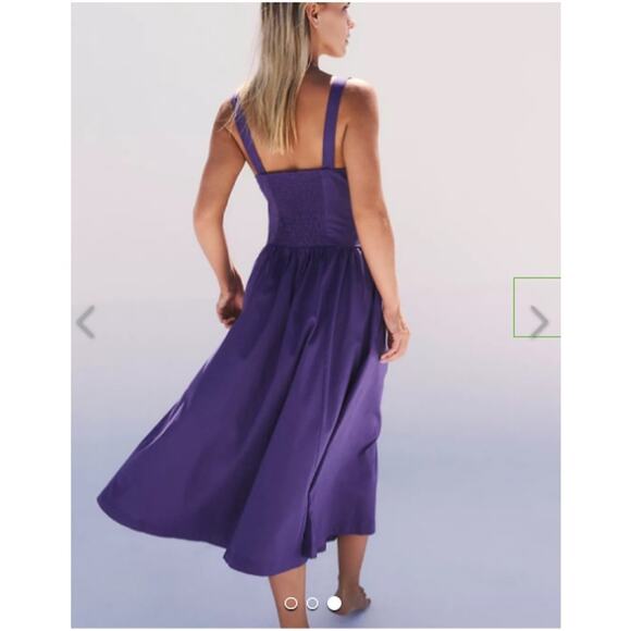 Free People Dress Womens Medium Paolo Midi Purple Sundress Romantic Retro Chic - Picture 3 of 14